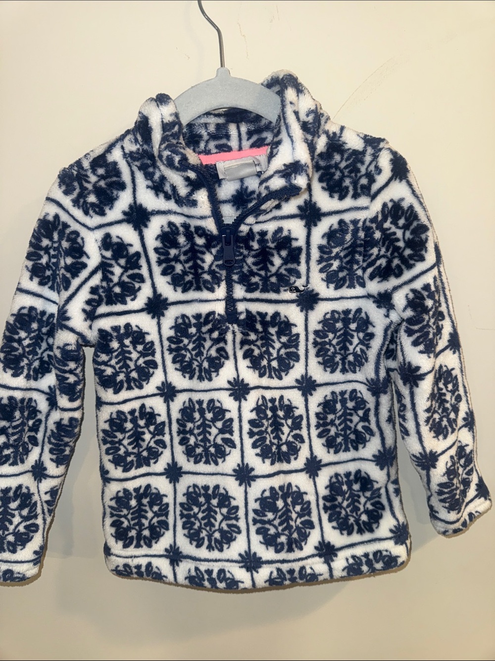 Vineyard Vines Navy and White Fleece Half-Zip Pullover